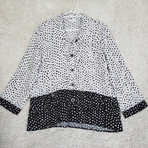Habitat Women Dot Print Button Up Shirt Size Small Artsy Lagenlook